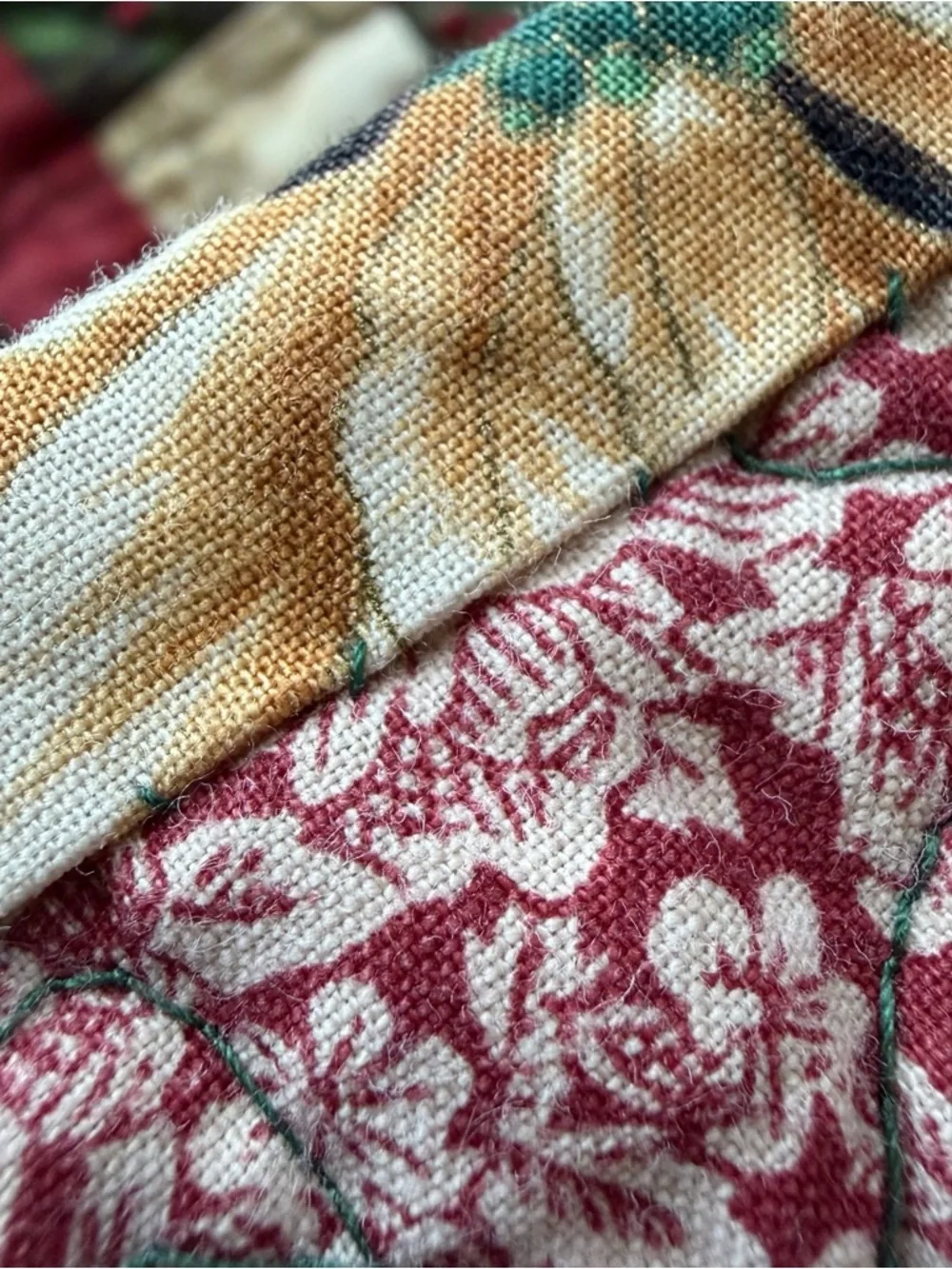 Vintage Christmas Quilt 42x42 Throw Holiday Patchwork Handmade Look